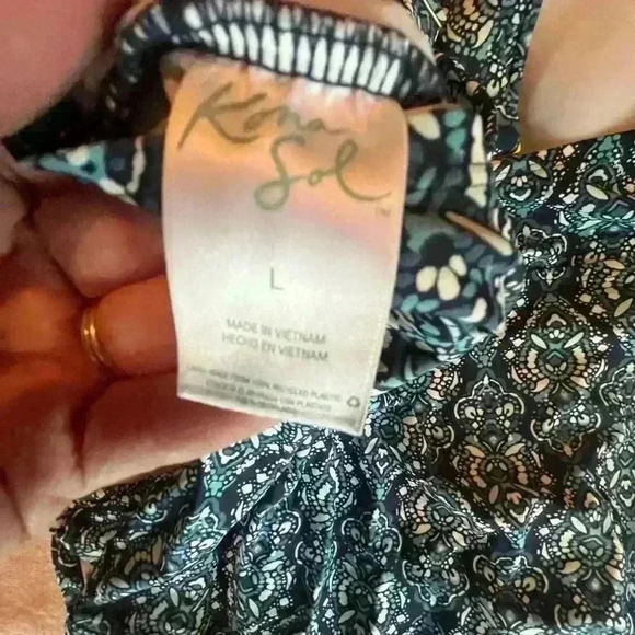 Kona Sol Tankini With Blue Pattern, Padded Cups SZ Large - Picture 7 of 7